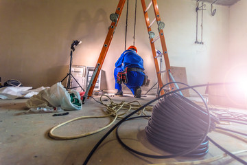 Illustration representing an electrical rewiring project