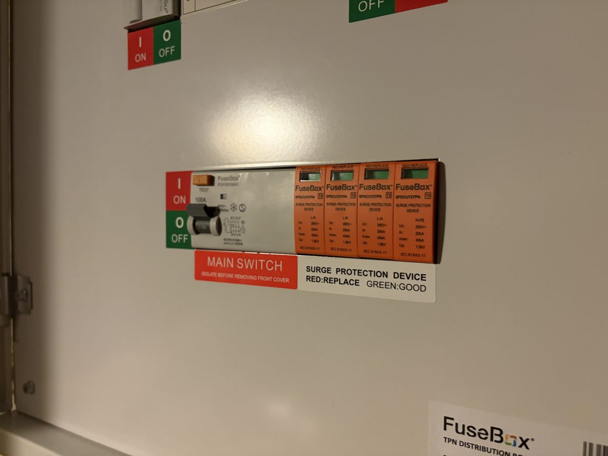 Distribution board and surge protection installed by MLP Electrics